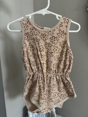 Rylee + Cru Beige Floral One-Piece Bodysuit